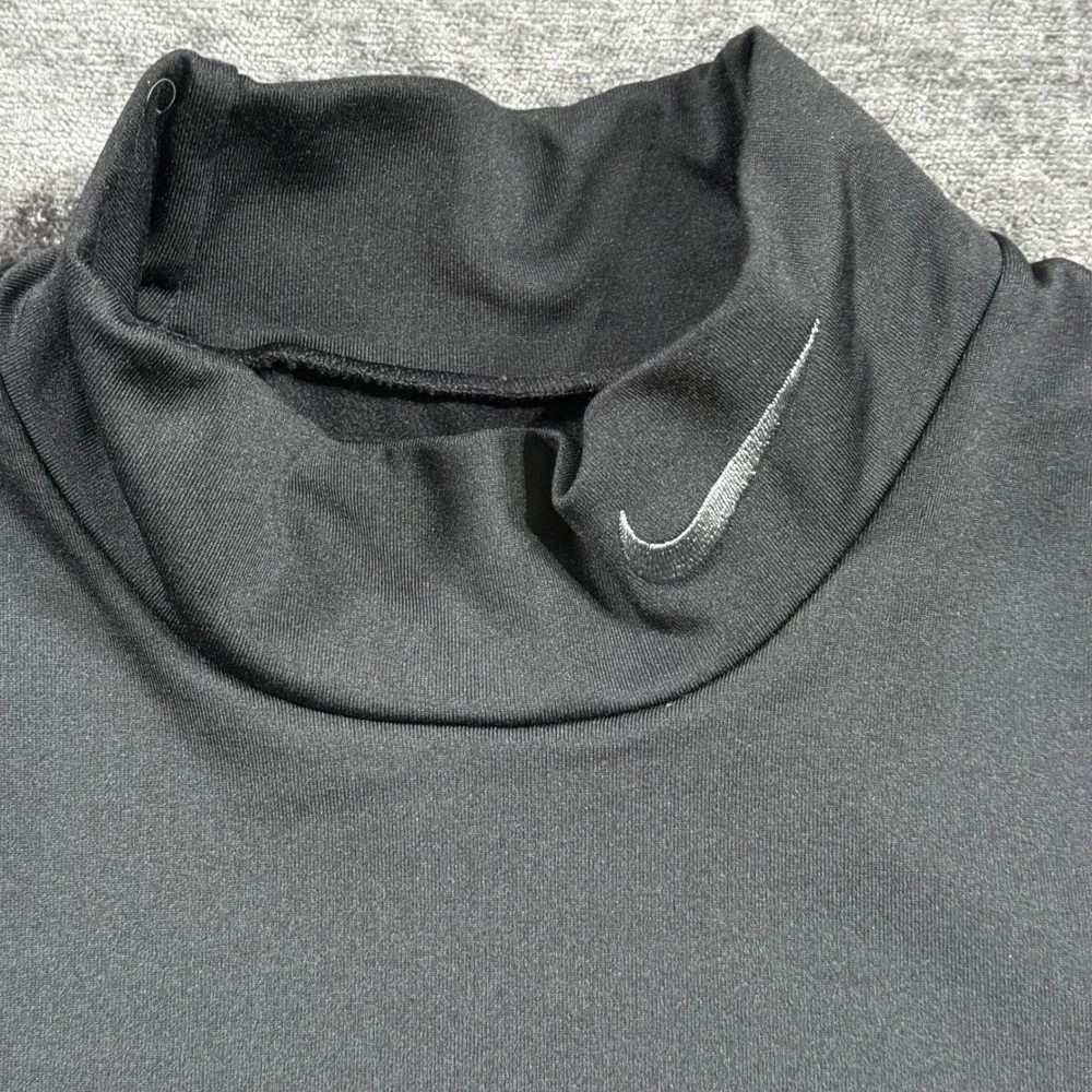 Nike Pro Combat Dri-FIT Mens XL Fitted Mock Neck Long Sleeve Shirt Black Grey